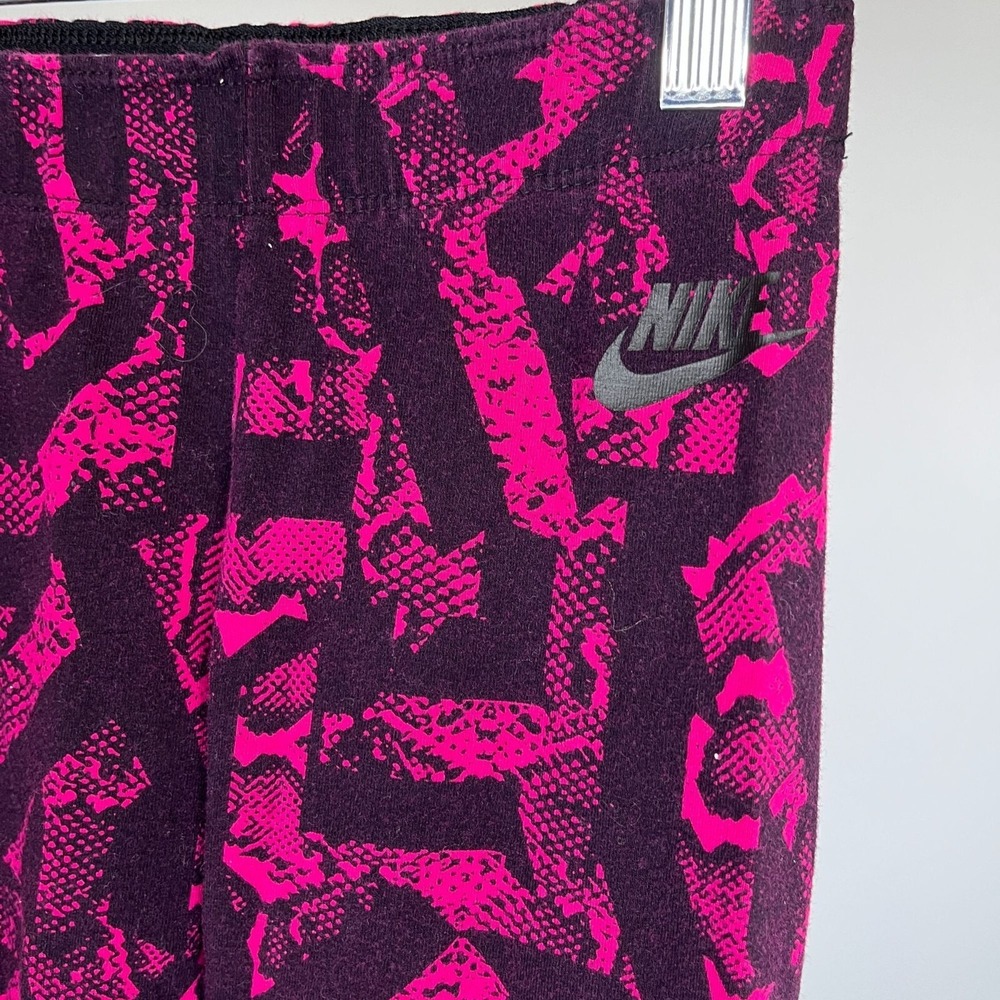 Nike Knit Leggings Womens XS Fuchsia/Black Patterned Full Length Retro - Picture 5 of 6